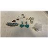 Image 1 : LOT OF RHINESTONE JEWLERY, AND THREE STERLING SILVER EARRING SETS