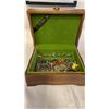 Image 2 : VINTAGE WOODEN JEWLERY CASE WITH CONTENTS