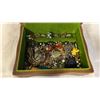 Image 3 : VINTAGE WOODEN JEWLERY CASE WITH CONTENTS