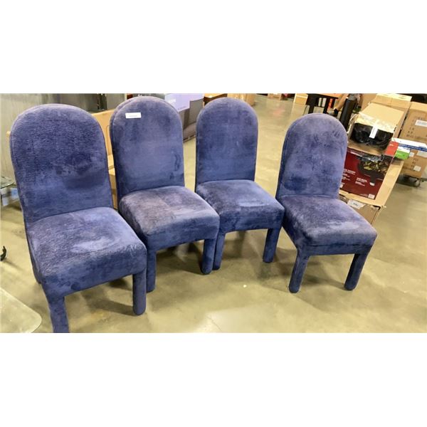 4 BLUE UPHOLSTERED DINIGN CHAIRS - BEVERLEY INTERIORS CALIFORNIA