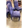 Image 3 : 4 BLUE UPHOLSTERED DINIGN CHAIRS - BEVERLEY INTERIORS CALIFORNIA