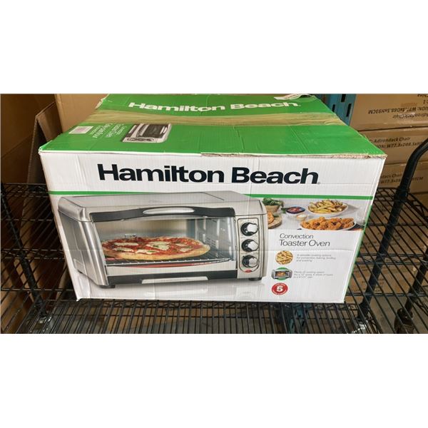 HAMILTON BEACH CONVECTION TOASTER OVEN - TESTED WORKING, DAMAGED CATCH TRAY, RETAIL $129