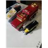Image 3 : NYLINT FIRE TRUCK, FISHER PRICE PCOKET CAMERA TOY AND TRAY OF HO SCALE TRAIN CARS AND RAIL