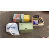 Image 1 : VINTAGE BREAD BOX WITH FOOD PROCESSER, CANNISTERS, FROGS AND MORE