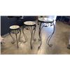 Image 2 : 3 METAL PLANTER STANDS WITH TILE TOPS