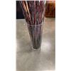 Image 2 : LARGE 25" TALL GLASS VASE WITH DECORATIVE STICKAGE