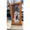 Image 1 : WOOD DISPLAY CASE WITH DOLLS - 33 INCHES TALL