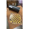 Image 1 : HANDCRAFTED STONE CHESS BOARD AND LEATHER CASE FULL OF SPORTS CARDS