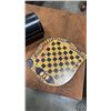 Image 2 : HANDCRAFTED STONE CHESS BOARD AND LEATHER CASE FULL OF SPORTS CARDS
