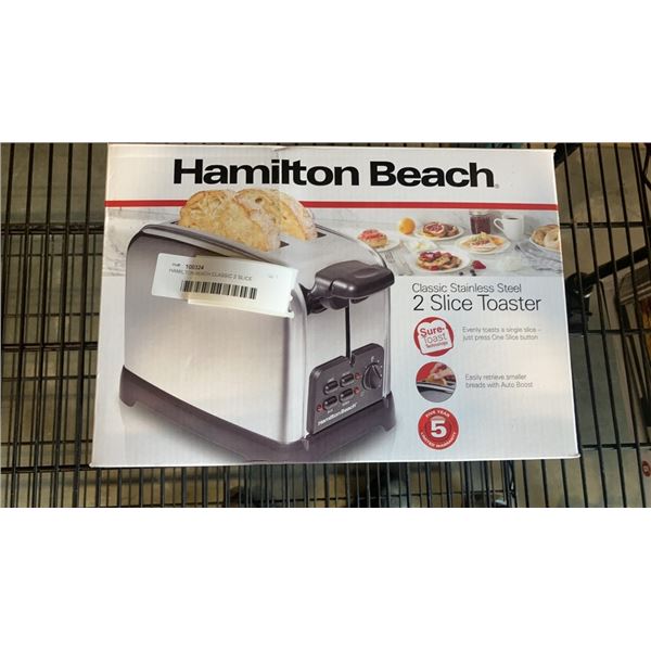 HAMILTON BEACH CLASSIC 2 SLICE TOASTER - TESTED WORKING, RETAIL $39