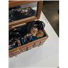Image 5 : JEWELRY BOX AND WOVEN BASKET OF 36 NEW LEATHER BRACELETS
