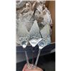 Image 13 : 4 CRYSTAL CAKE STANDS AND PLATED SERVING UTENSILS WITH ENGLISH PORCELAIN