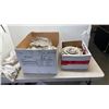 Image 1 : 4 CRYSTAL CAKE STANDS AND PLATED SERVING UTENSILS WITH ENGLISH PORCELAIN