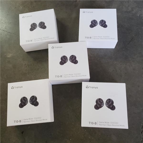 5 NEW TRANYA T10B TRULY WIRELESS EARBUDS RETAIL $250