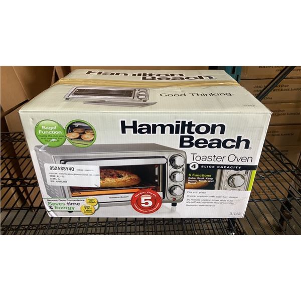 HAMILTON BEACH 4 SLICE TOASTER OVEN - TESTED WORKING, RETAIL $79