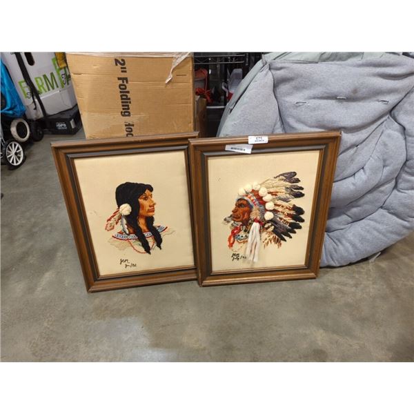 2 FIRST NATION FRAMED ART