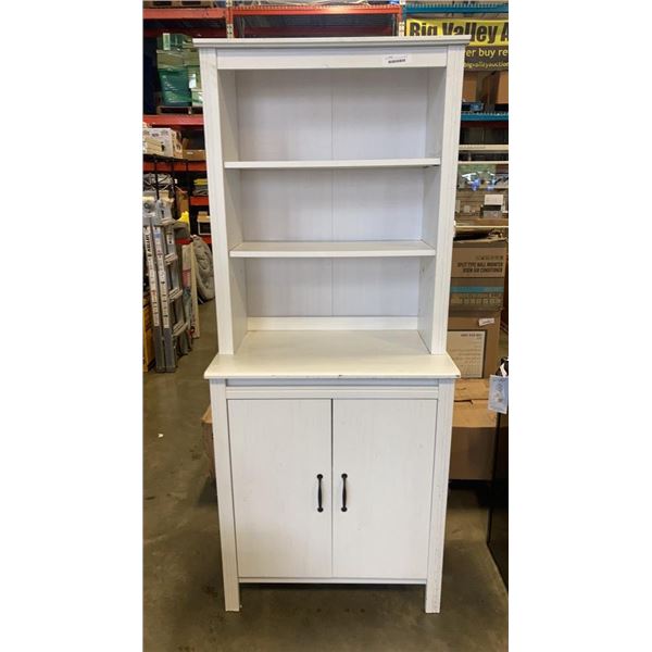 WHITE STORAGE UNIT WITH CUPBOARDS