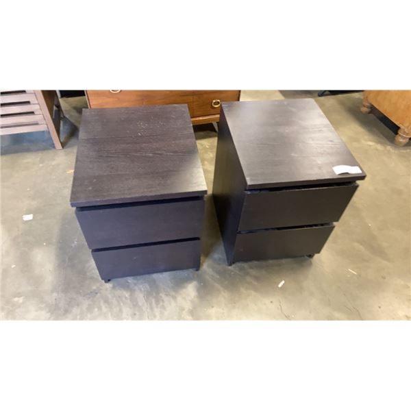 2 BLACK 2 DRAWER NIGHTSTANDS