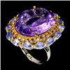 Image 2 : Natural Amethyst 23 ct Sapphire Tanzanite Ring
