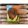 Image 2 : ACRYLIC BUFFALO PAINTING & SIGNED COPY OF THE ECOLOGICAL BUFFALO