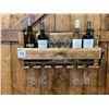 Image 1 : WOODEN WINE RACK, 6 WINE GLASSES, 4 BOTTLES OF WINE AND CORKSCREW