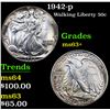 Image 1 : 1942-p Walking Liberty Half Dollar 50c Grades Select+ Unc