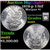 Image 1 : ***Auction Highlight*** 1878-p 7/8tf Morgan Dollar $1 Graded ms65 By SEGS (fc)
