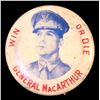 Image 1 : Vintage 1944 GENERAL MacARTHUR Pin - Win or Die - Campaign Button