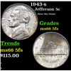 1943-s Jefferson Nickel 5c Grades GEM+ 5fs
