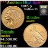 Image 1 : ***Auction Highlight*** 1915-p Gold Indian Half Eagle $5 Graded Select+ Unc By USCG (fc)