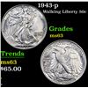 Image 1 : 1943-p Walking Liberty Half Dollar 50c Grades Select Unc