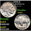 Image 1 : 1916-d Buffalo Nickel 5c Grades Select Unc