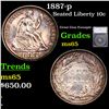 Image 1 : 1887-p Seated Liberty Dime 10c Grades GEM Unc By SEGS