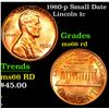 Image 1 : 1960-p Small Date Lincoln Cent 1c Grades GEM+ Unc RD