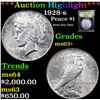 Image 1 : ***Auction Highlight*** 1928-s Peace Dollar $1 Graded Select+ Unc By USCG (fc)