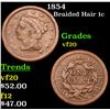 1854 Braided Hair Large Cent 1c Grades vf, very fine