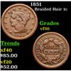 1851 Braided Hair Large Cent 1c Grades vf++