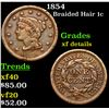 1854 Braided Hair Large Cent 1c Grades xf details
