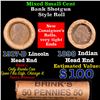 Image 1 : Mixed small cents 1c orig shotgun roll, 1917-d Wheat Cent, 1898 Indian Cent other end, Brinks Wrappe