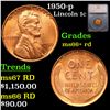 1950-p Lincoln Cent 1c Graded ms66+ rd By SEGS