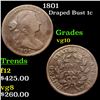 Image 1 : 1801 Draped Bust Large Cent 1c Grades vg+
