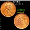 Image 1 : 1942-p Lincoln Cent 1c Grades Select Unc RD