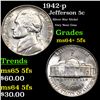 Image 1 : 1942-p Jefferson Nickel 5c Grades Choice Unc+ 5fs
