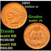 Image 1 : 1907 Indian Cent 1c Grades Select+ Unc RB