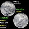 Image 1 : 1923-p Peace Dollar $1 Grades Select+ Unc