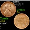 1910-s Lincoln Cent 1c Grades f+