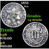 Image 1 : 1851 Three Cent Silver 3cs Grades vg details