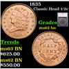 1835 Classic Head half cent 1/2c Graded ms62 bn By SEGS