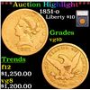***Auction Highlight*** 1851-o Gold Liberty Eagle $10 Graded vg10 By SEGS (fc)