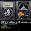 Image 1 : Proof 2000-p Library Of Congress Modern Commem Dollar $1 Grades GEM++ Proof Deep Cameo
